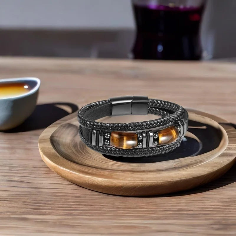 Men's Tiger Eye Bracelet Handmade Natural Gemstone Jewelry - Smarsty