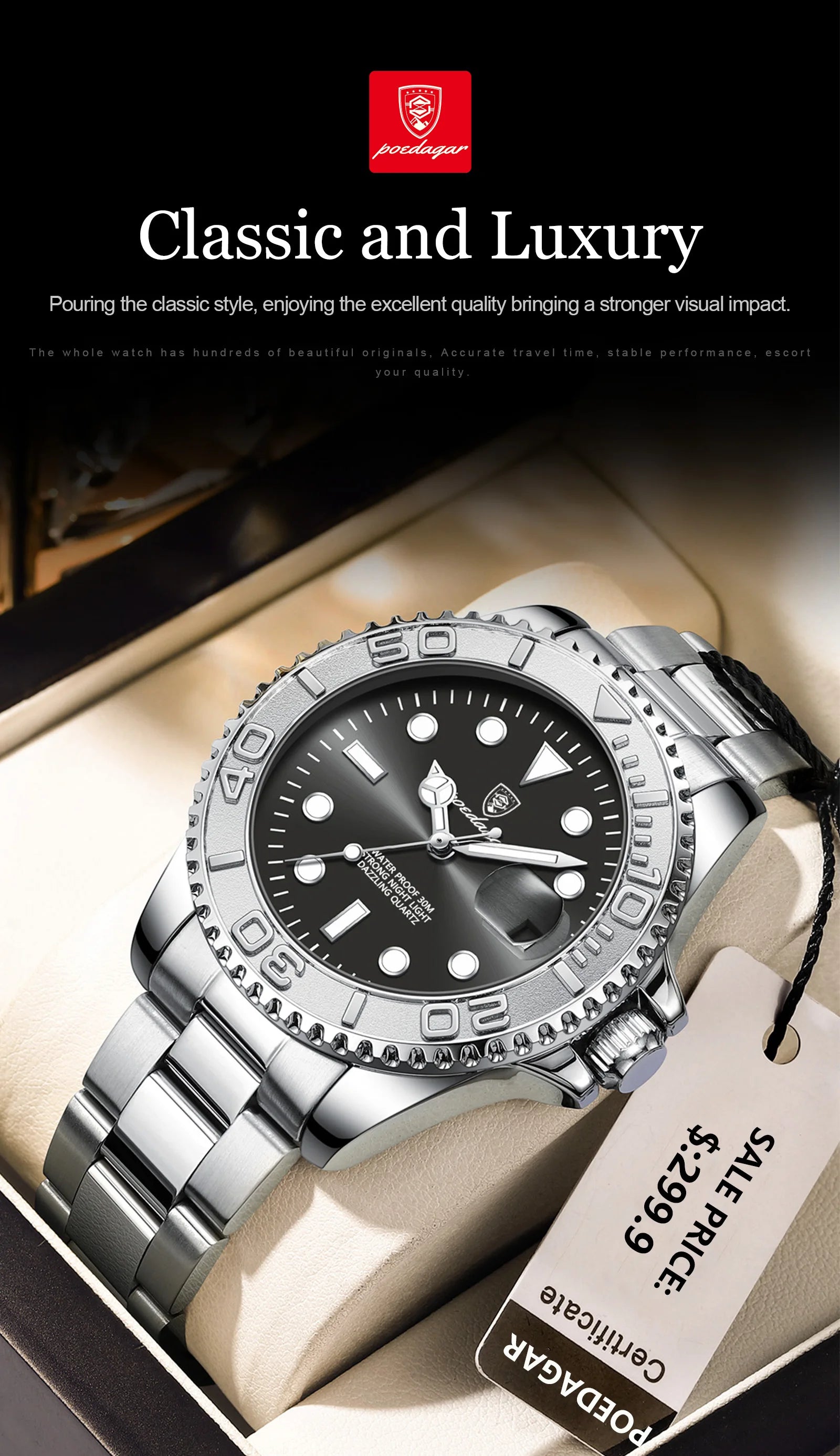 Luxury Waterproof Men's Quartz Watch with Luminous Features - Smarsty