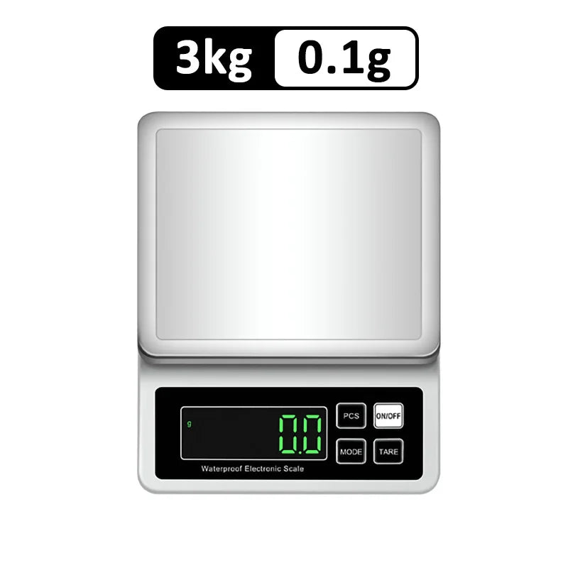 Rechargeable Kitchen Scale IP67 Fully Waterproof Home Kitchen Scale 0.1g/1g High Precision Electronic Balance 3kg/5kg/10kg/15kg by Smarsty