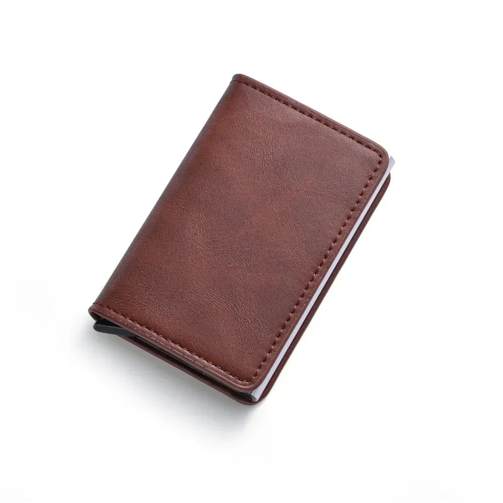 RFID Anti Blocking Anti-theft Automatic Pop-up Card Holder, Men's Black ID Credit Card Holder Case Wallet, Carbon Fiber Purse