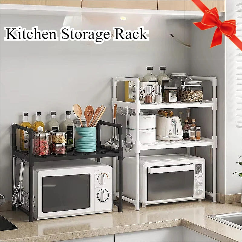 Kitchen Storage Rack Microwave Shelf Condiment Organizer Shelf Multi-Layer Simple Countertop Tidying Shelves Kitchen Accessories by Smarsty