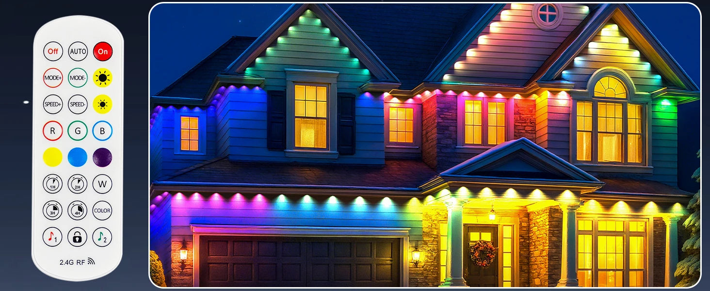 150ft 100ft 50ft Permanent Outdoor Lights Smart RGBIC Outdoor Lights with 75 Scene Modes String Lights with 90 LEDs for Garden