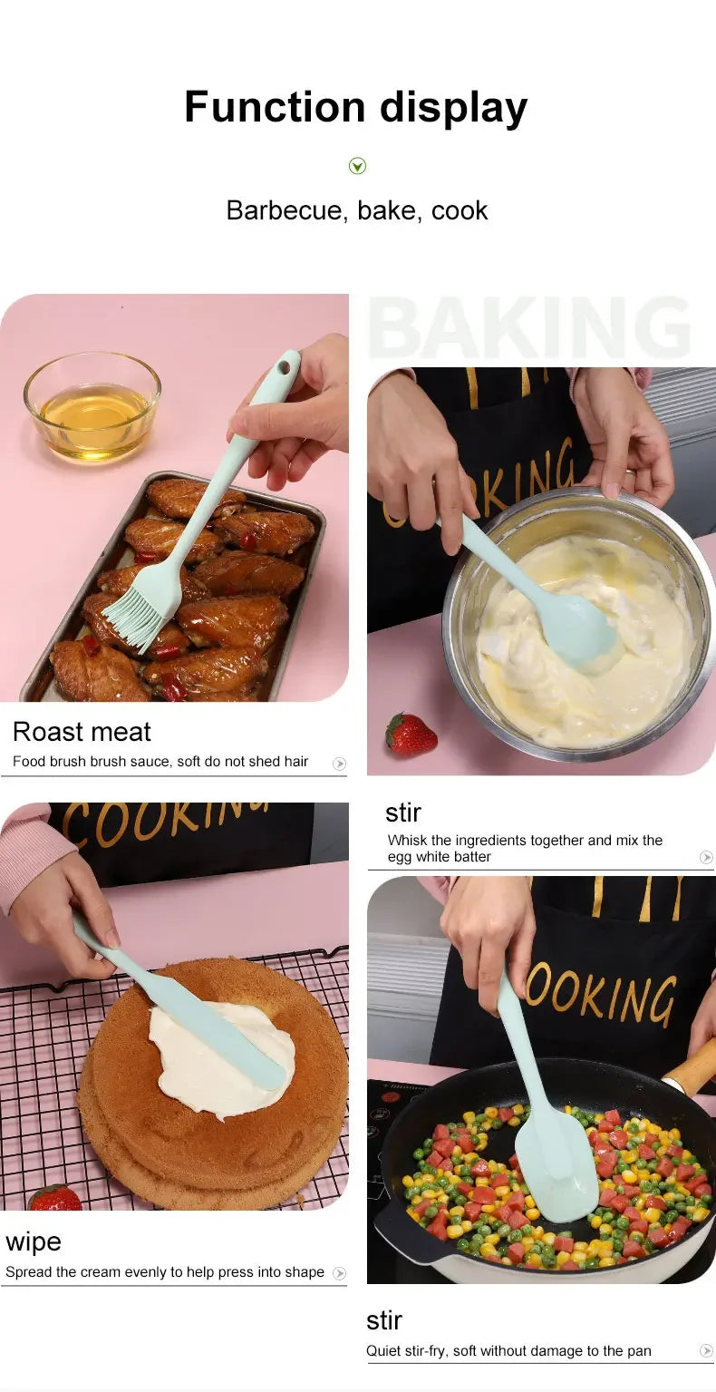 Heat Resistant Silicone Spatula Set for Baking - Smarsty