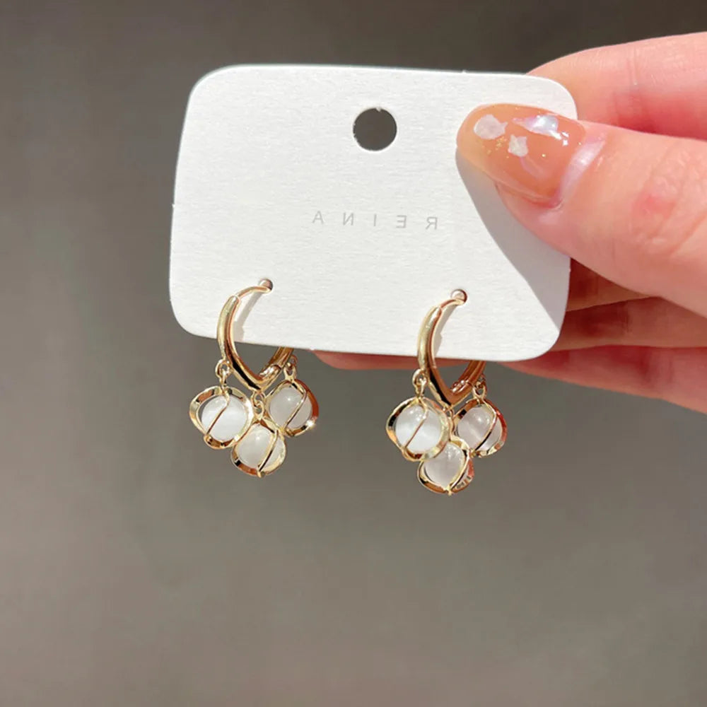 Pearl Long Earrings With Rhinestones For Wedding Fashion - Smarsty