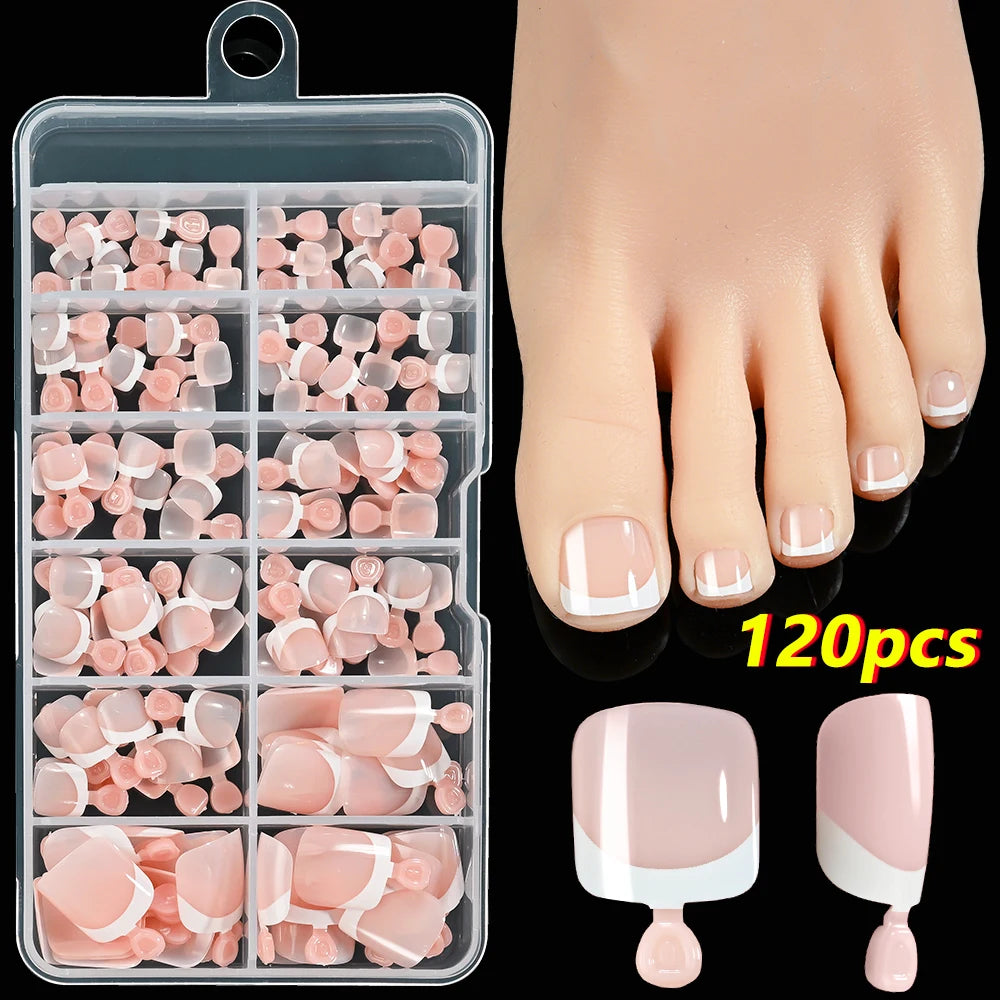 120Pcs French Fake Toenails in 9 Colors for Summer Style - Smarsty