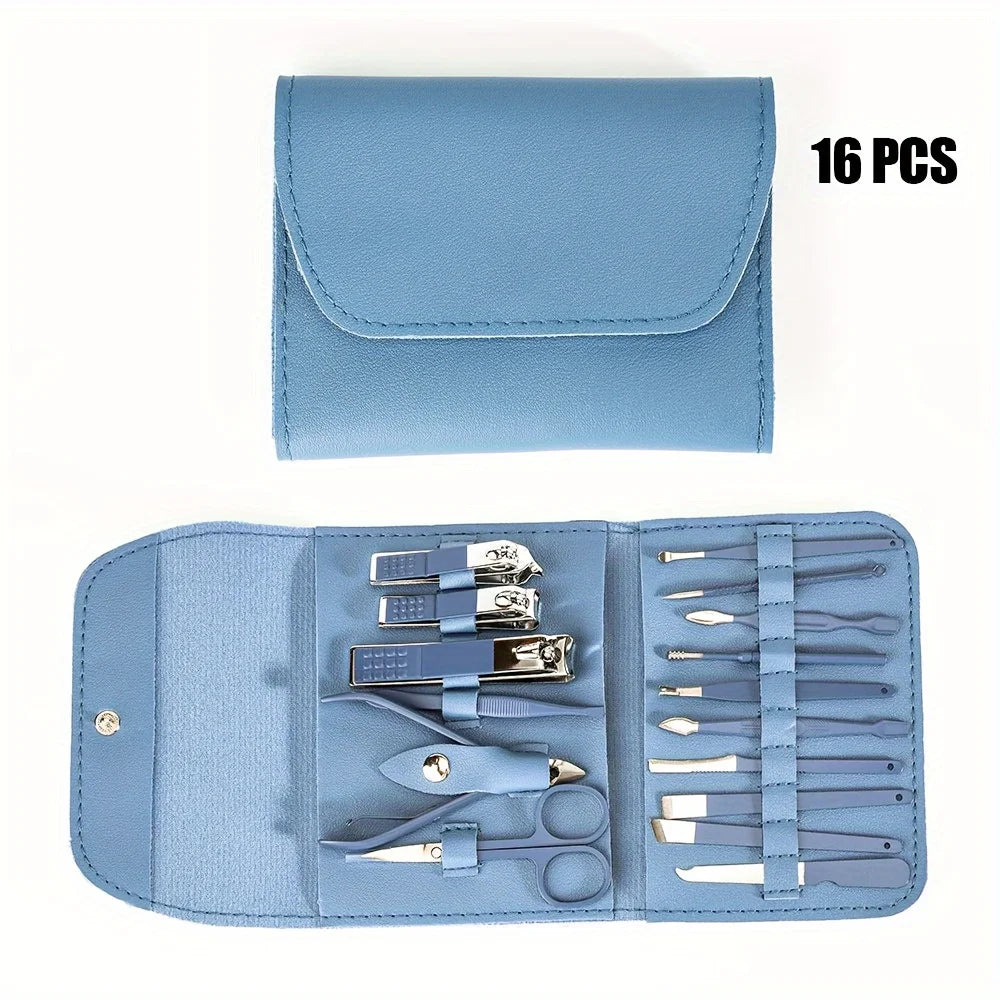 16 Piece Professional Nail Clippers Set with Travel Case - Smarsty