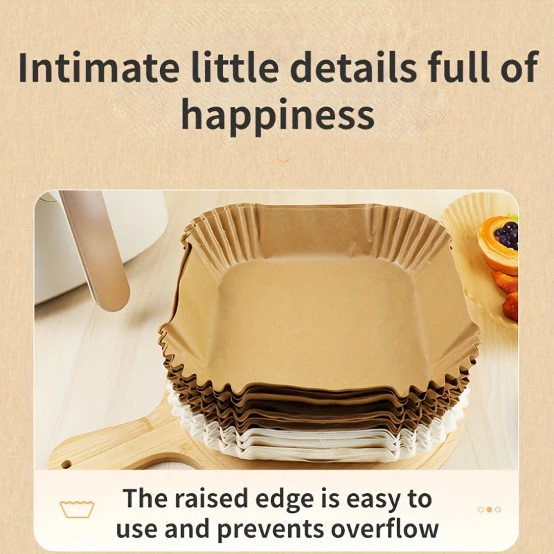 Air Fryer Paper Liners Disposable Oil-Proof Waterproof Baking Paper Round Square And Rectangle Parchment Kitchen Party Supplies - Smarsty