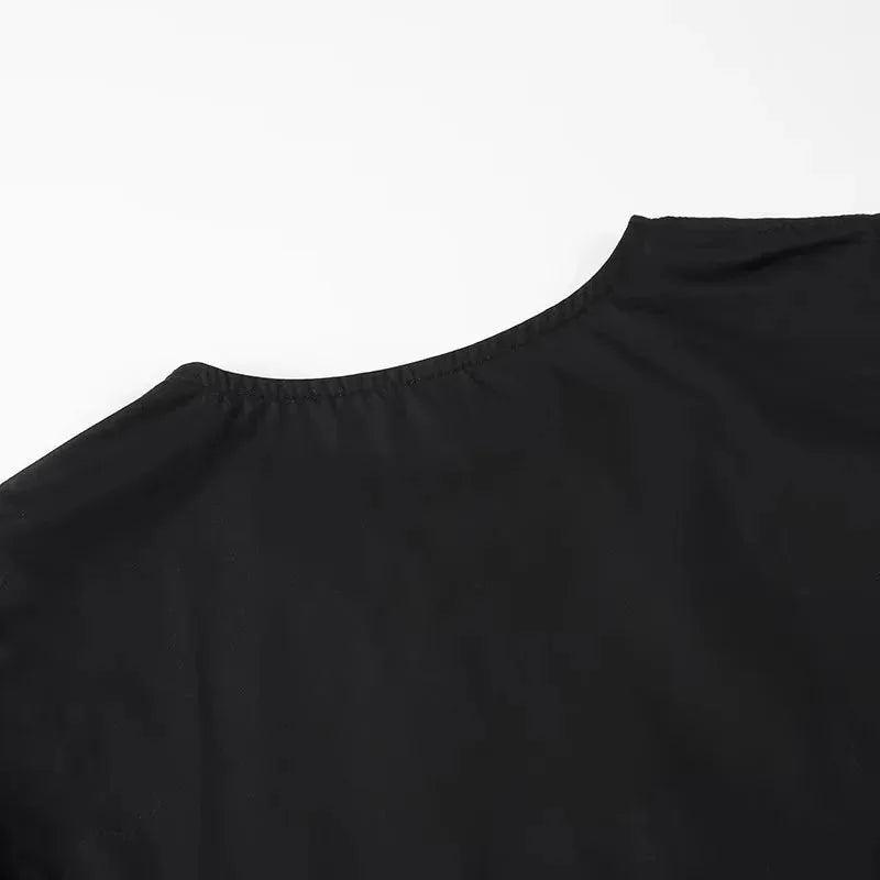 MUJER Ruffle Blouses Woman Puff Sleeve Shirts and Blouses for Women White Black Ruched Crop Top Female Ruched Women's Blouse - Smarsty