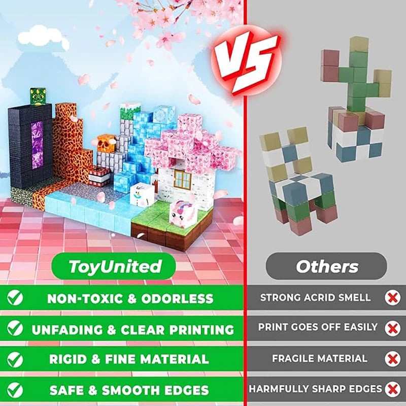 300pcs Warped Forest Magnetic Building Blocks Set, My World Figures Bricks, STEM Educational Toys for Kids, Gifts for Boys Girls