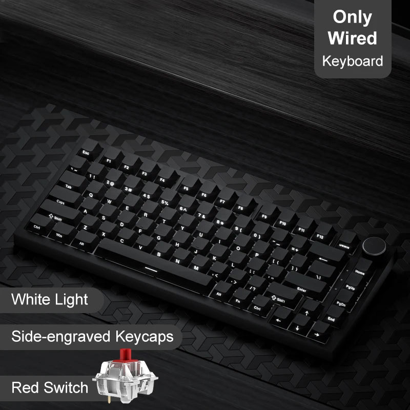 Mechanical Keyboard 82 Keys Wireless Bluetooth 5.1 Knob
