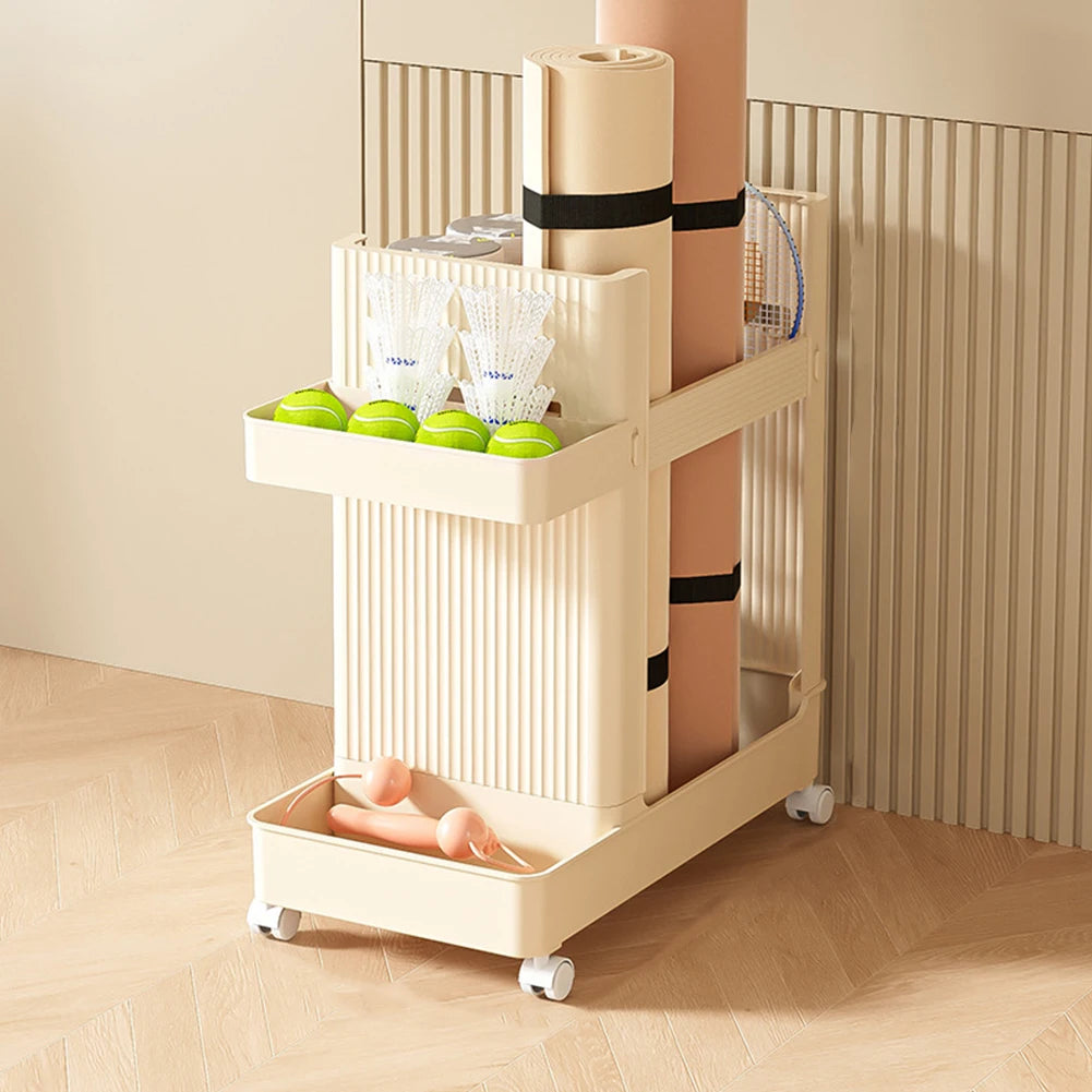 Gym Equipment Holder with Wheels Sports Equipment Storage Rack Yoga Mat Storage Basket Fitness Equipment Sports Tools Organizer by Smarsty