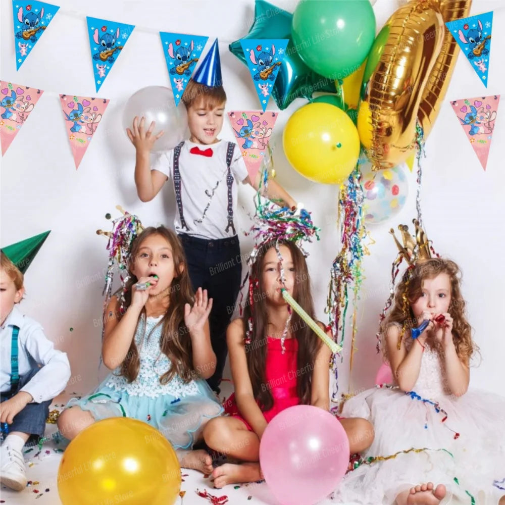 Disney Stitch Birthday Bunting Flags for Kids Parties - Smarsty