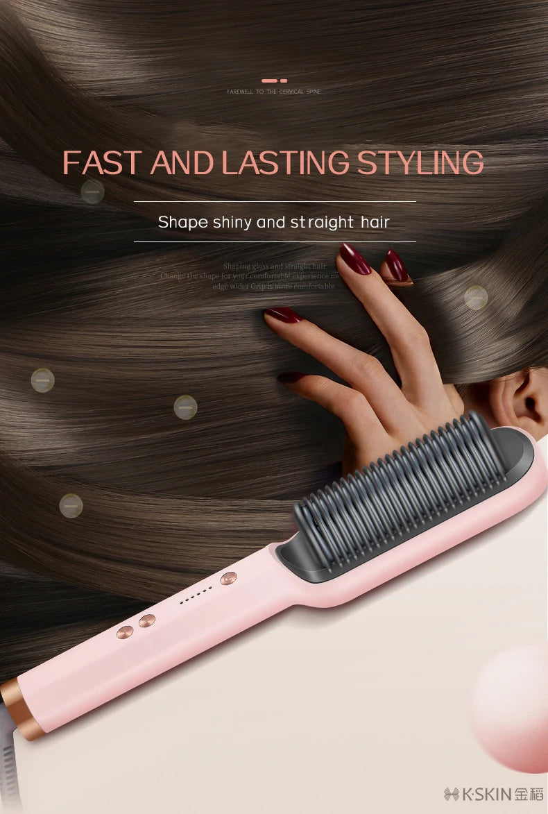 KSKIN 2 in 1 Hair Straightener Brush for Smooth Styling - Smarsty