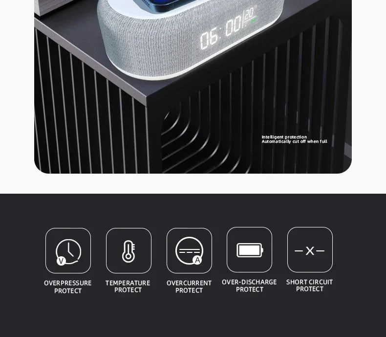 Alarm Clock Wireless Charger Night Light Thermometer Dock - Smarsty