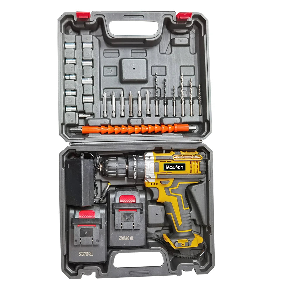 Multifunctional 21V rechargeable impact drill lithium battery cross-border flashlight gun drill electric screwdriver electric dr