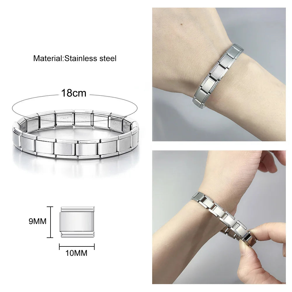 Italian Charm Bracelets DIY Stainless Steel Bangle Gift - Smarsty