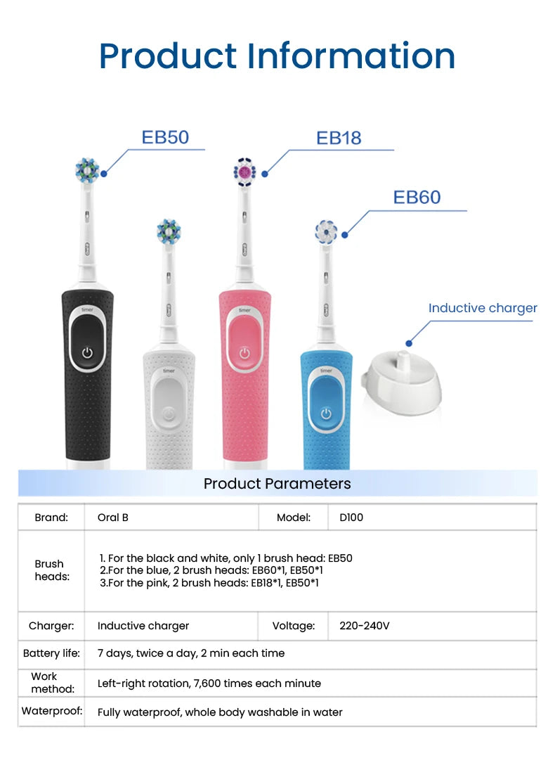 Oral B D100 Electric Toothbrush for Deep Cleaning - Smarsty