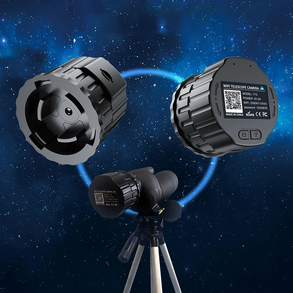 2K 4 Million High-Definition WiFi Electronic Eyepieces for 25mm-50mm Scopes WiFi Electronic Telescope Eyepiece for Bird Watching