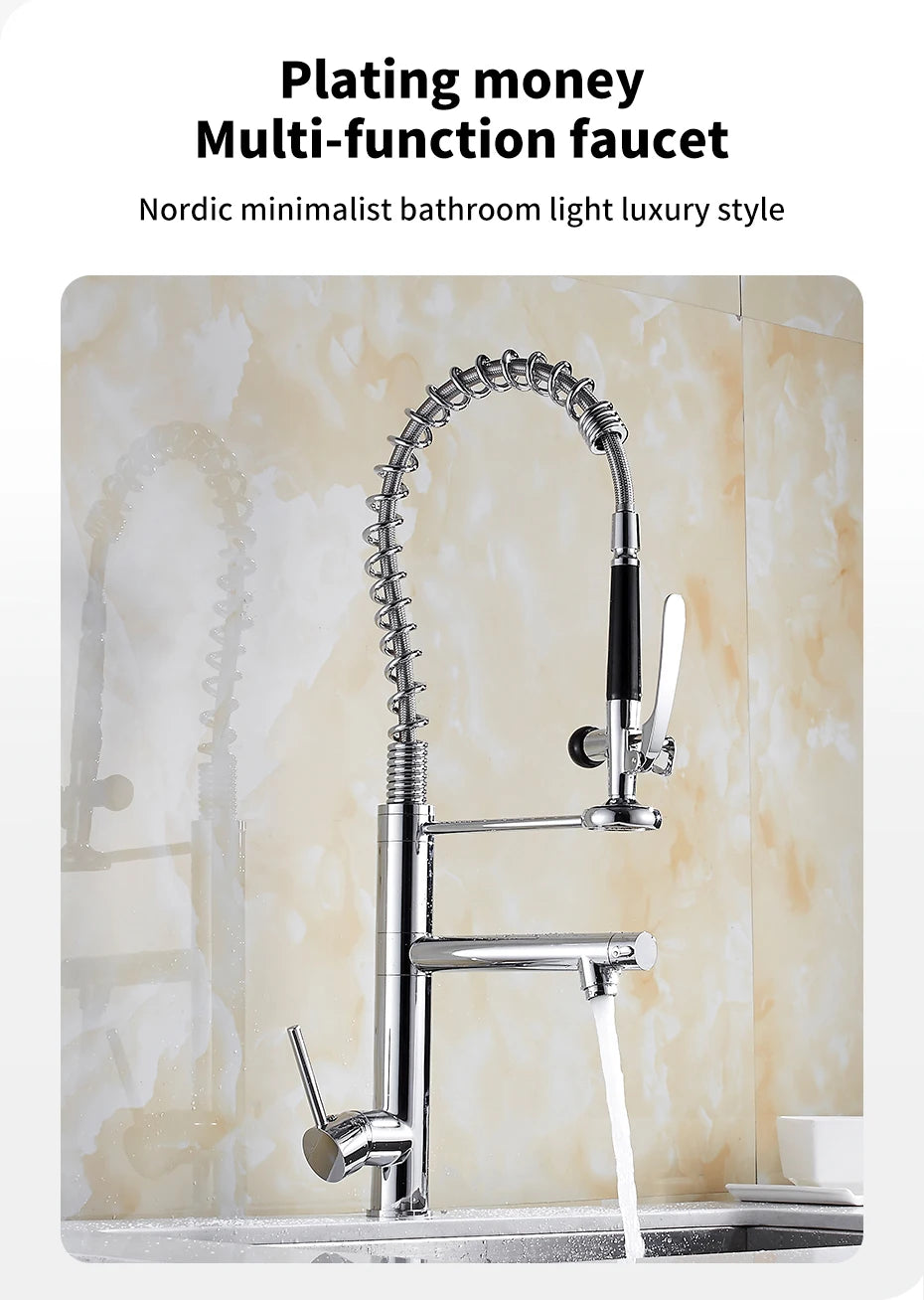 Chrome Brass Kitchen Faucet with Pull Out Spray - Smarsty