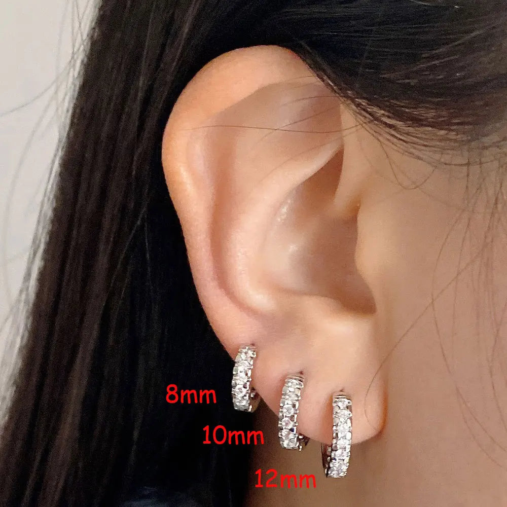 Stainless Steel Crystal Zirconia Small Huggie Earrings - Smarsty