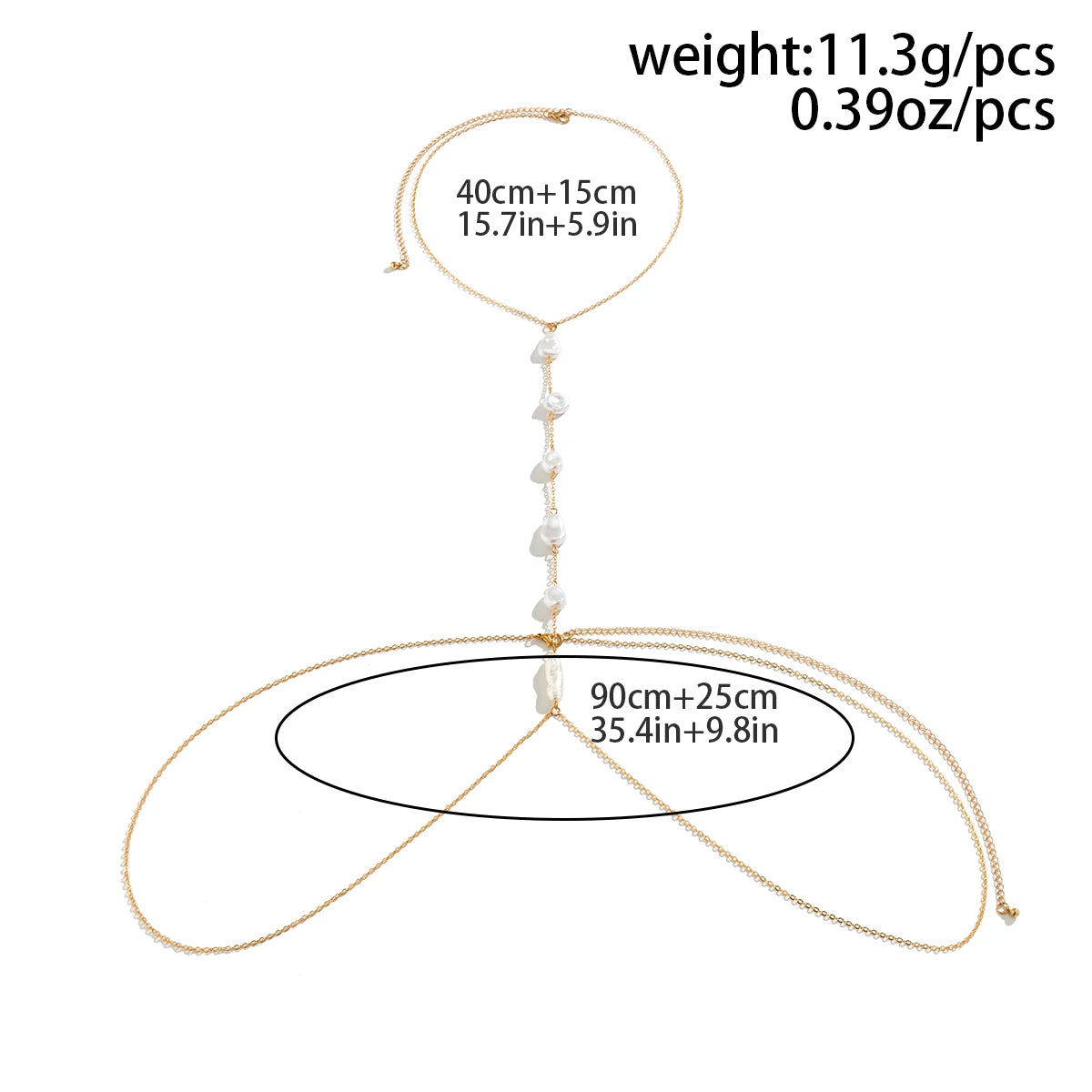 Boho Pearl Cross Chest Belly Chain Jewelry - Smarsty