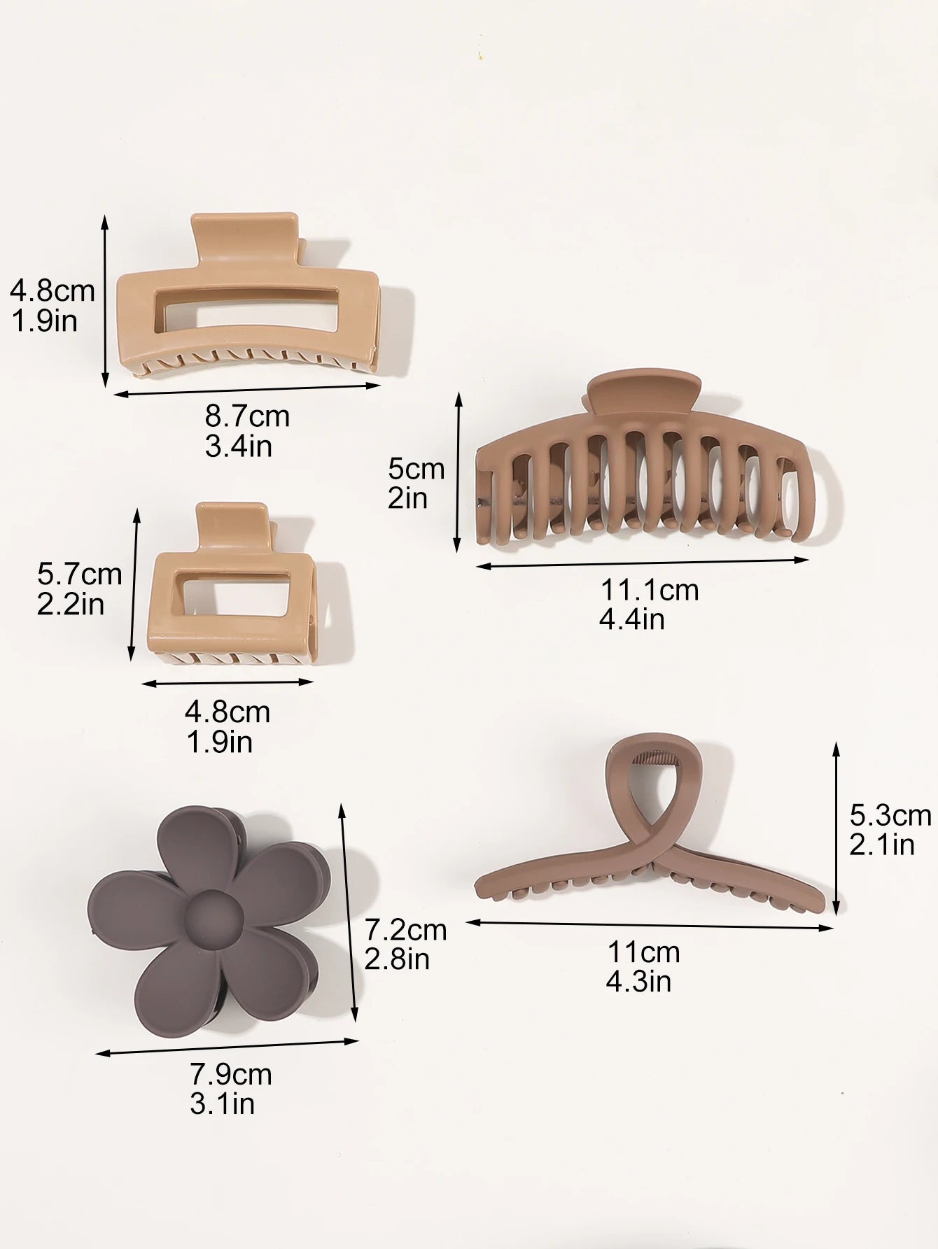 Neutral Color Large Matte Hair Claw Clips Strong Hold - Smarsty