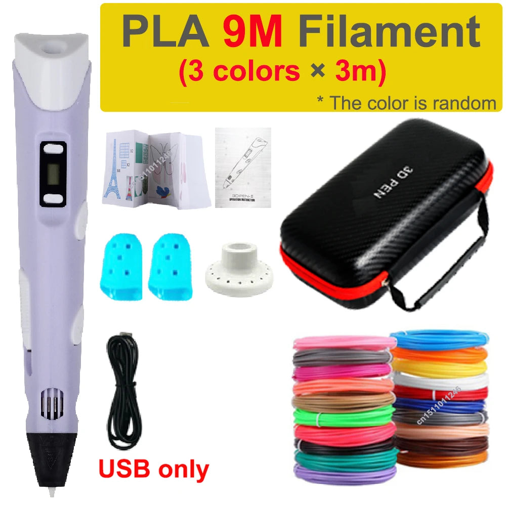 3D Pen 3d Printing Pen Children DIY Drawing Pens PLA Filament Birthday Christmas Boys Girls Gift For Kids With Travel Case - Smarsty