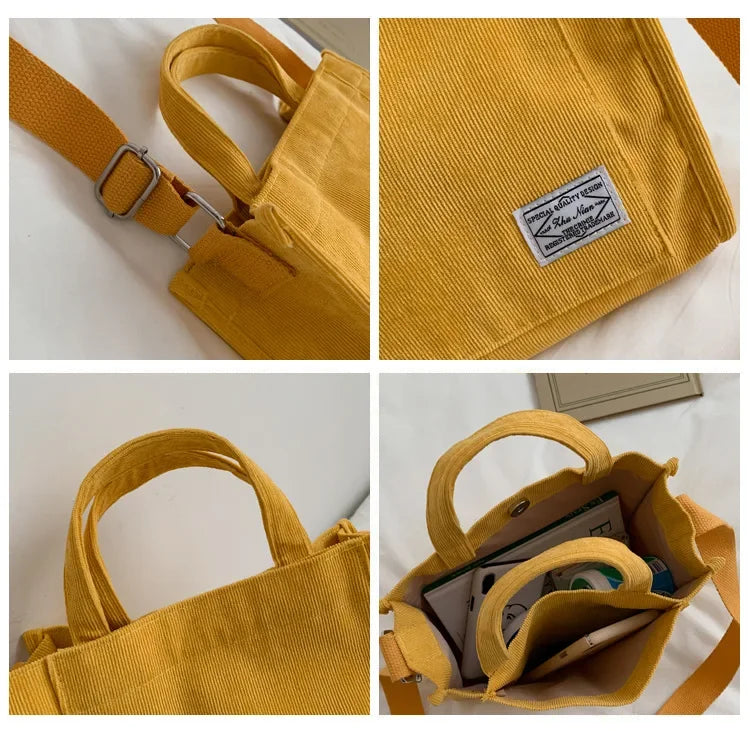 Corduroy Women Handbag Large Capacity Shoulder Bag - Smarsty