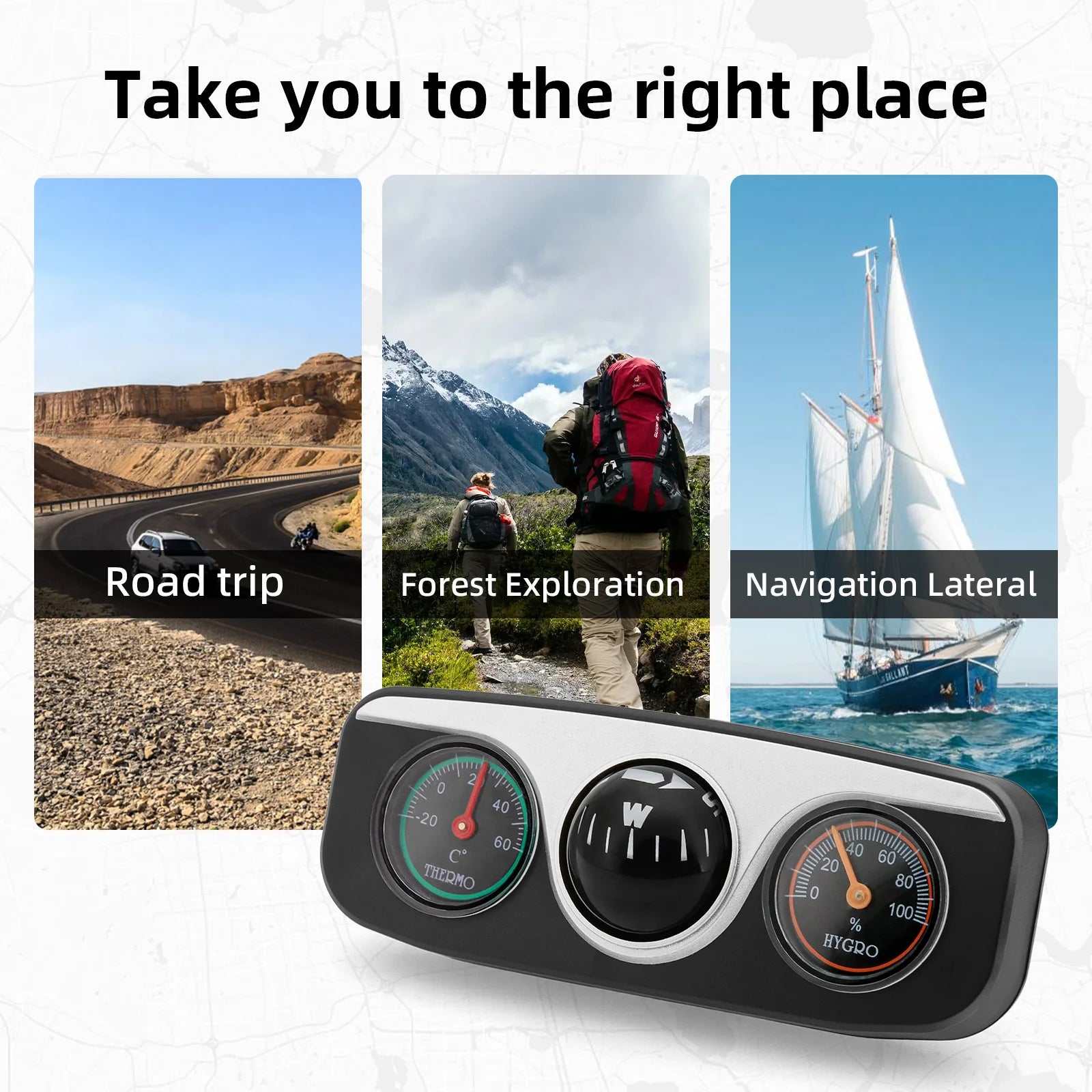 Boat Compass 3 In 1 With Thermometer Hygrometer Interior - Smarsty