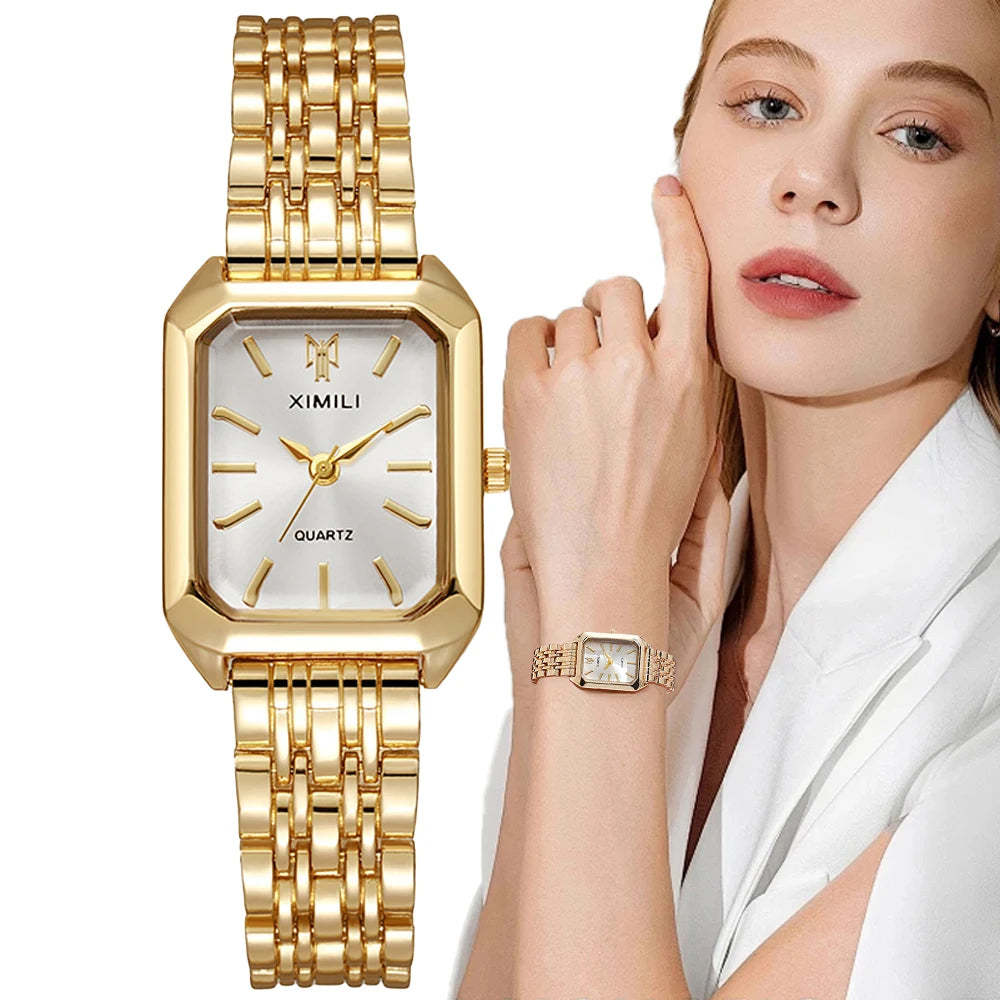 Luxury Gold Plated Ladies Quartz Watch with Stylish Design - Smarsty