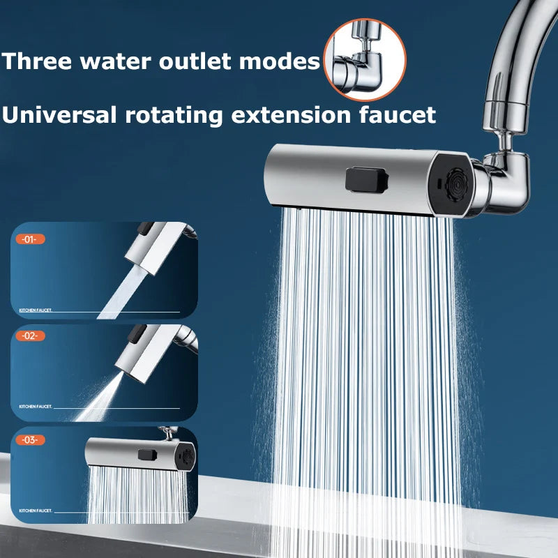 Universal Swivel Faucet with Three-Mode Splash Proof Nozzle - Smarsty