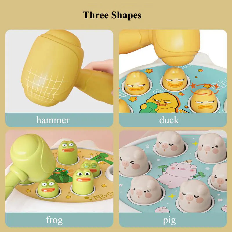 Duck/Frog/Pig Baby Toy Montessori Learning Game Educational Puzzle Gift for 12 24 Months Toddler Boy/Girl with Hammer - Smarsty