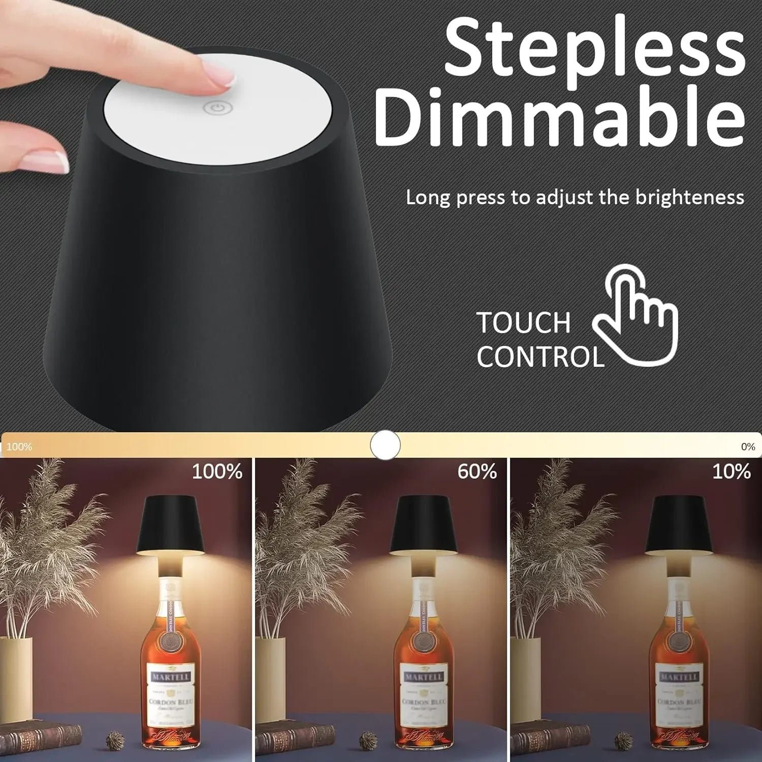 Cordless LED Touch Table Lamp Rechargeable with Dimmable Feature - Smarsty