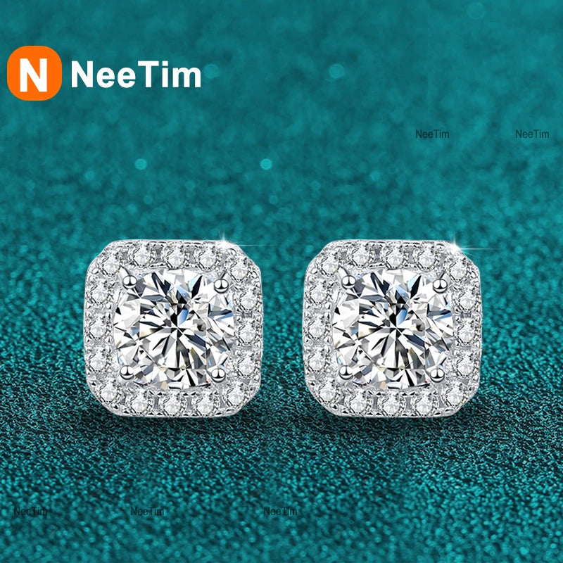 Moissanite Stud Earrings 0.5-1 Carat D Color Sparkling - Smarsty