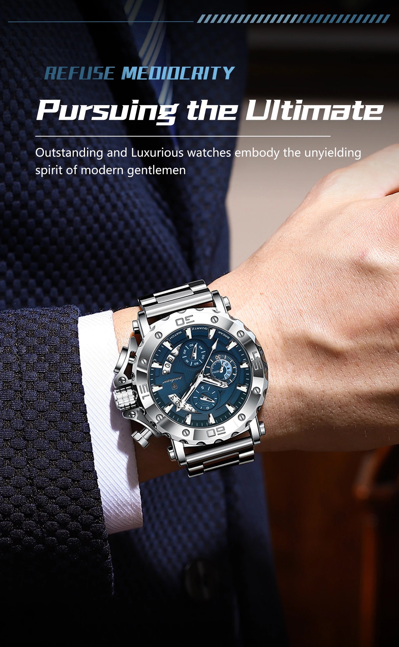 Luxury Waterproof Men's Chronograph Watch with Calendar - Smarsty