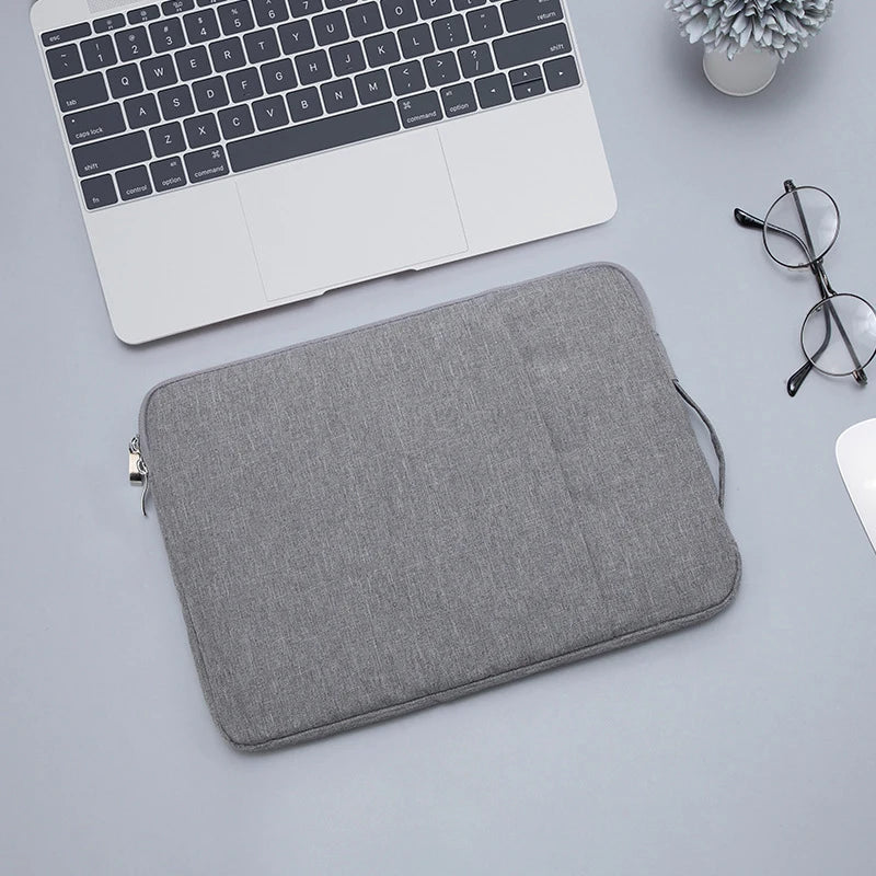 Denim Laptop Sleeve With Padded Inner Compartment Zipper