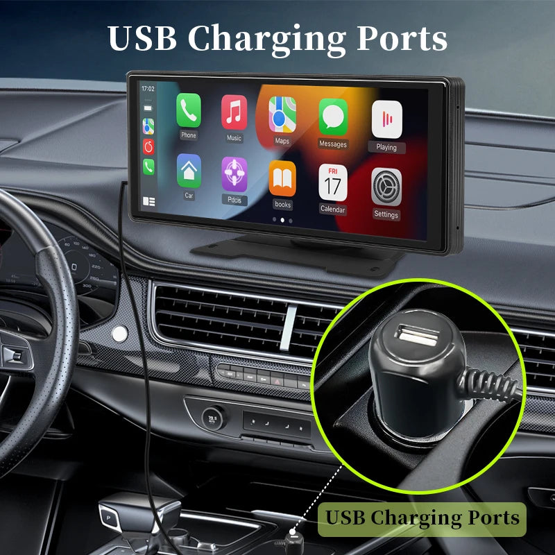 10.26" Car Mirror Radio Multimedia Video Player Universal Wireless Carplay Android Auto Screen With Bluetooth AUX USB