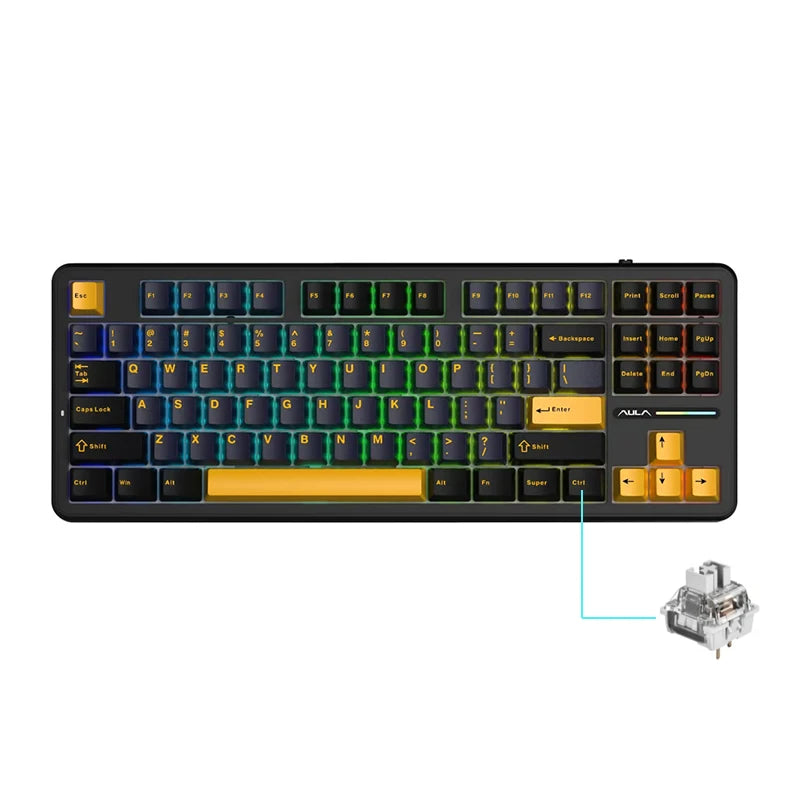 Mechanical Keyboard Tri Mode Wireless 87 Keys Silent Gaming