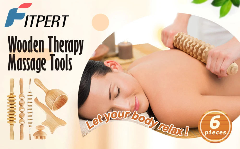 6 In 1 Wooden Massage Tool Set for Lymphatic Drainage - Smarsty