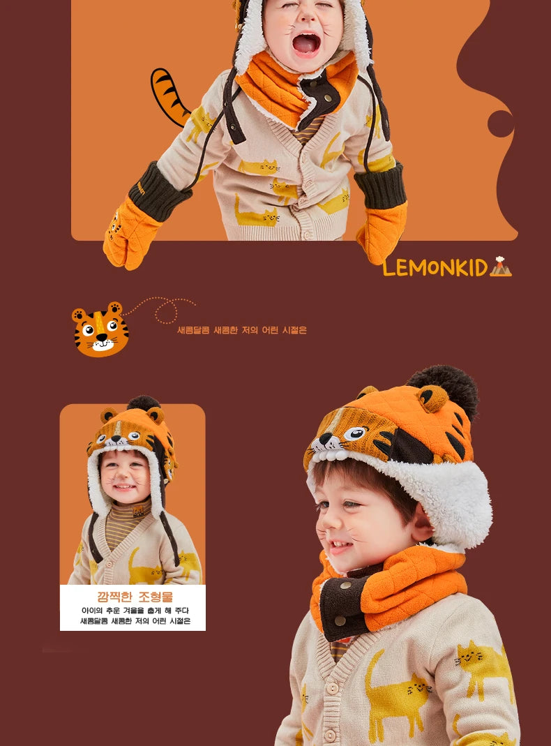 Kids Winter Hat Scarf Set Dinosaur Unicorn Style Gear - Smarsty