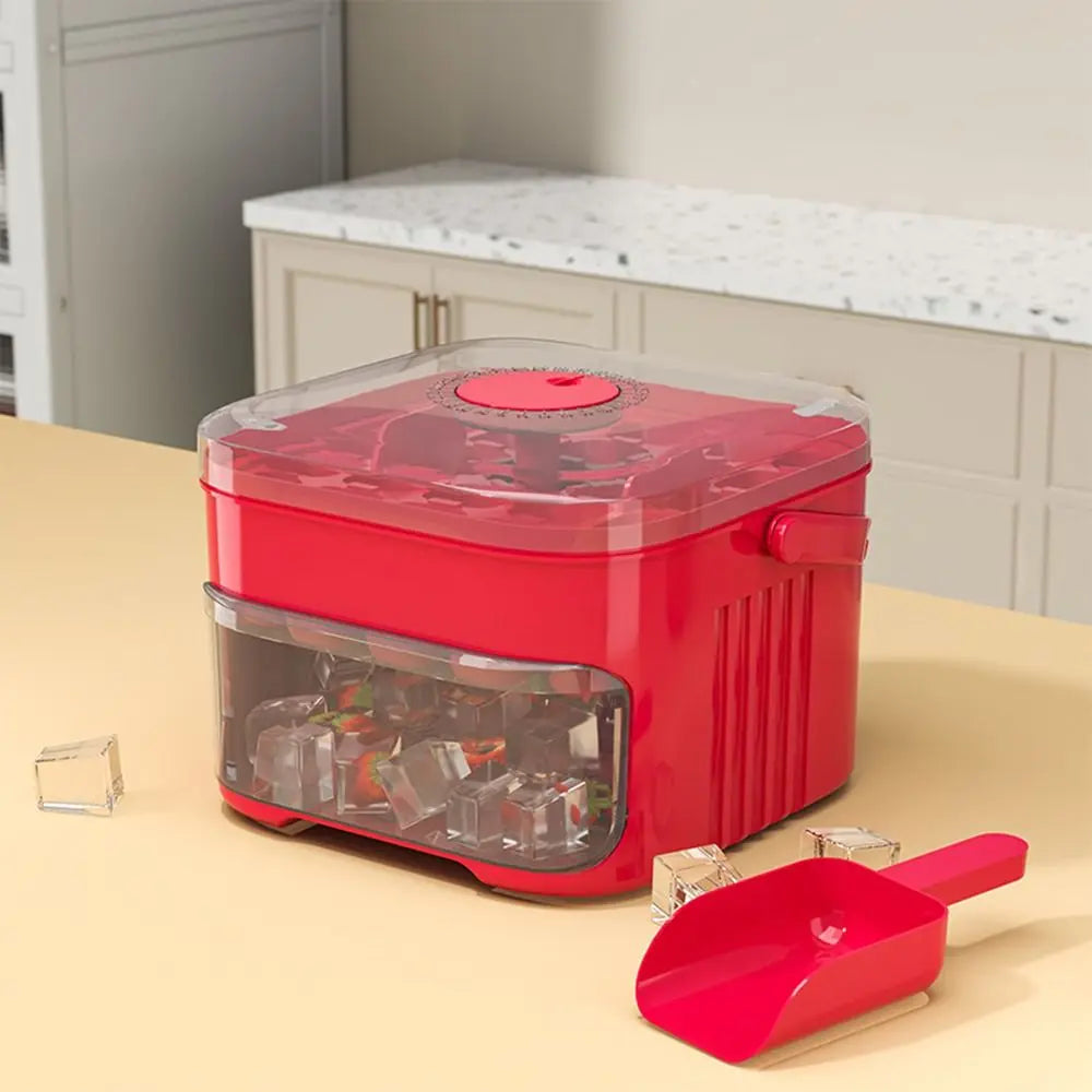 50-Cube Ice Maker with Easy Press Cap Double Layer Ice Cube Maker Refrigerator Household Ice Storage Ice Box - Smarsty