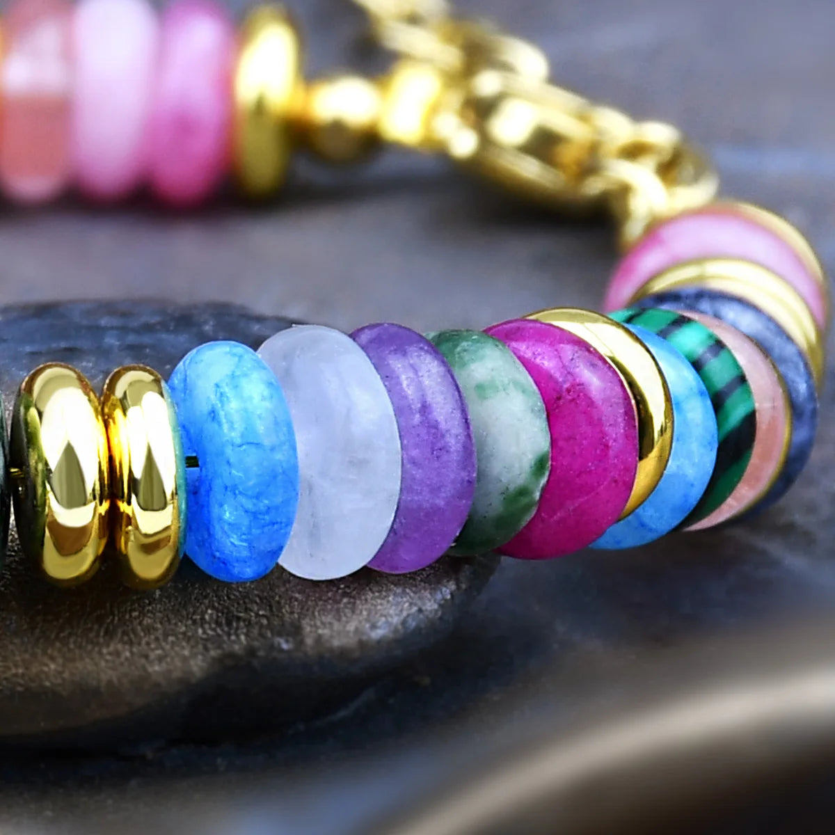 Colorful Natural Stone Beaded Bracelet for Women - Smarsty