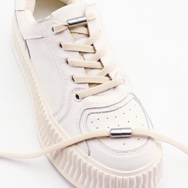 1Pair Elastic Laces Sneakers No Tie Shoe laces Capsule Lock Shoelaces Without ties Kids Adult 0.6cm Flat Shoelace for Shoes - Smarsty