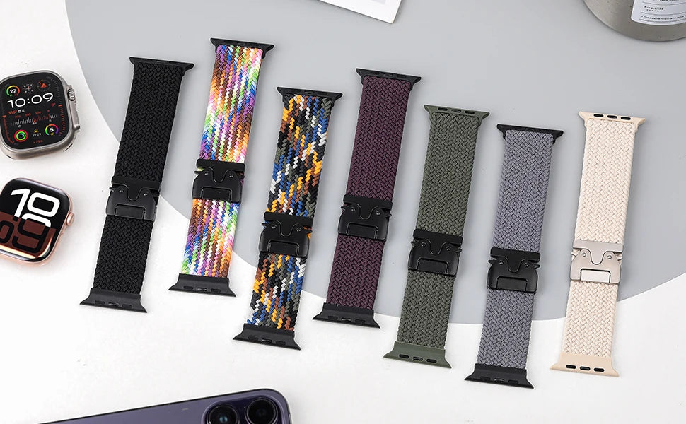 Parachute Straps for Apple watch 10 Band 46mm 42mm 45mm Ultra 49mm 44mm 41mm Braided bracelet correa iWatch Series 9 8 SE 5 6 7 - Smarsty