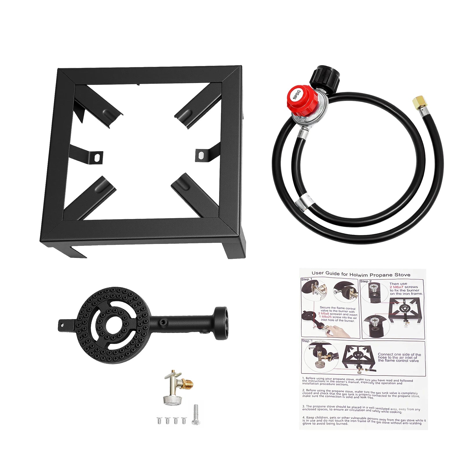 8000W Portable Double Burner Outdoor Gas Stove Propane Cooker with Adjustable 0-10Psi Regulator Hose for Patio Camping, BBQ