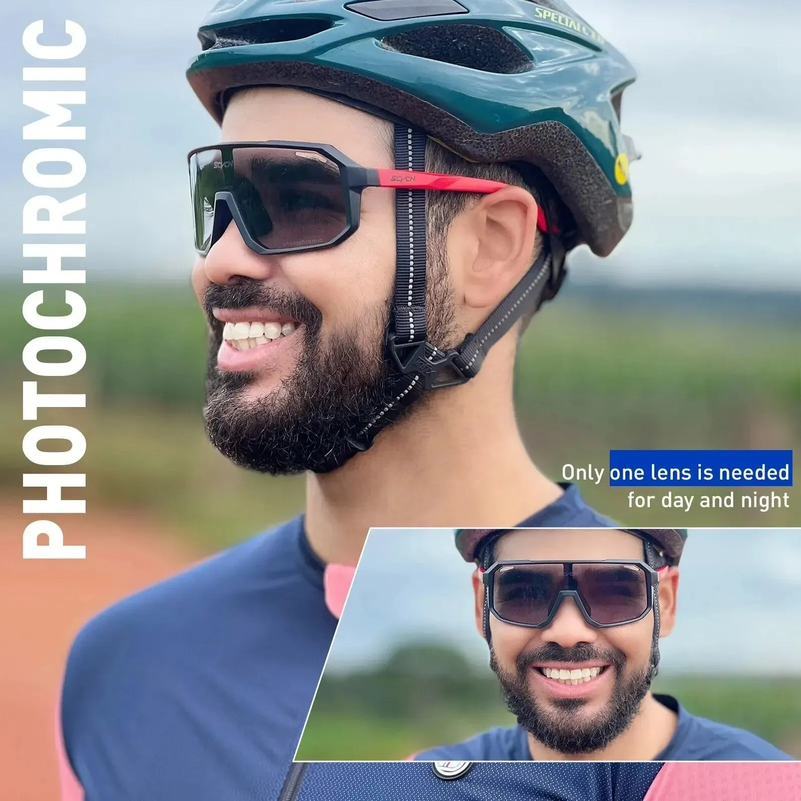 Cycling Glasses Photochromic Sunglasses Men Women Mountain Bike Road Eyewear New Bicycle Riding Outdoor Sports Hiking Goggles - Smarsty
