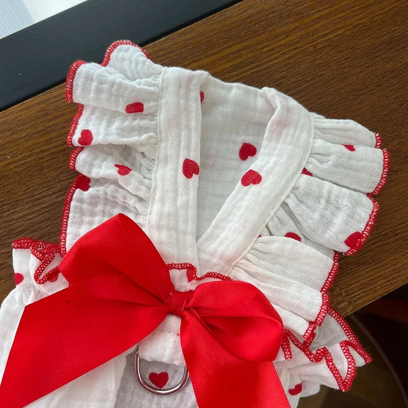 Summer Dog Cooling Dress with Cute Heart Print - Smarsty