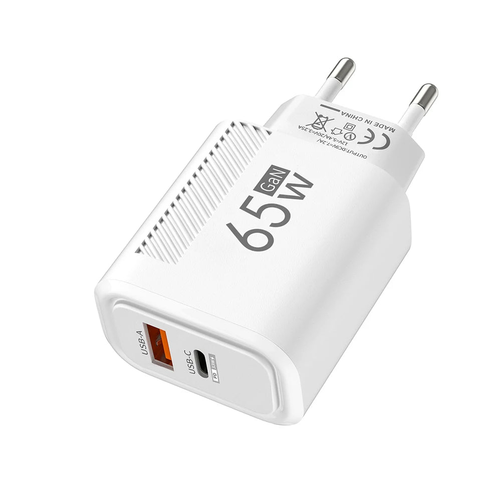 GaN USB C Charger 65W FastCharge EuropeanUnion US Plug - Smarsty