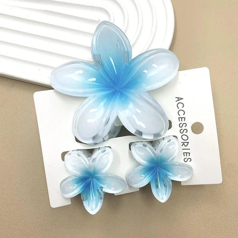 Bohemian Plumeria Hair Claw Clips Set Lightweight Beach - Smarsty