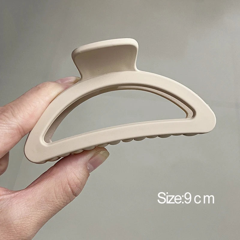 Korean Coffee Beige Acrylic Geometric Hair Claw Clip Large - Smarsty